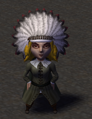 Female character wearing Chief's Headdress.