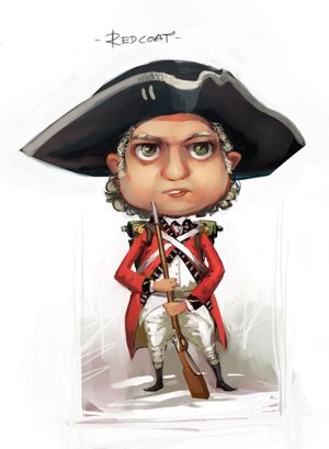 Male character wearing Redcoat's pack.